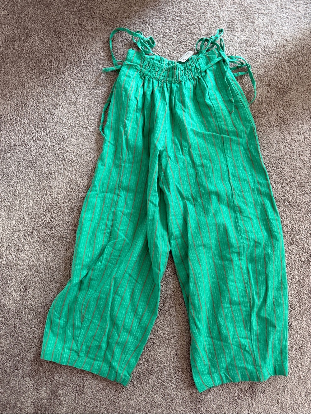 Free People sun dazed cotton linen Kelly green pant size XS
